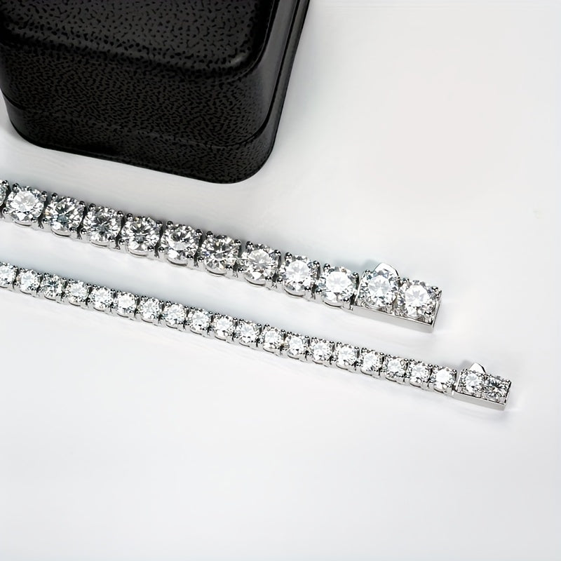 Sterling Silver Moissanite Tennis Necklace 6.5mm Mixed Row 18 20 22 Inches