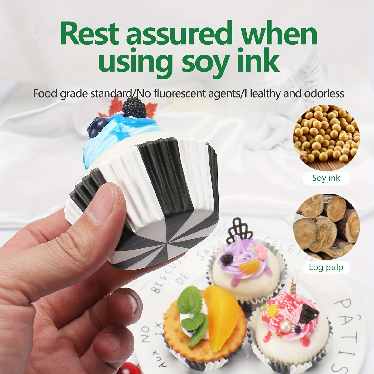 Set of 100 Black and White Disposable Muffin Cups Paper Cupcake Liners Baking Molds