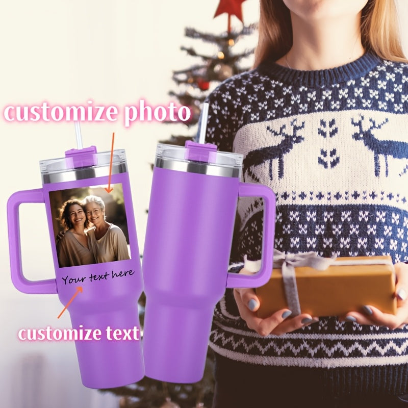 40oz Insulated Stainless Steel Tumbler with Straw and Lid Personalized Coffee Mug Gift