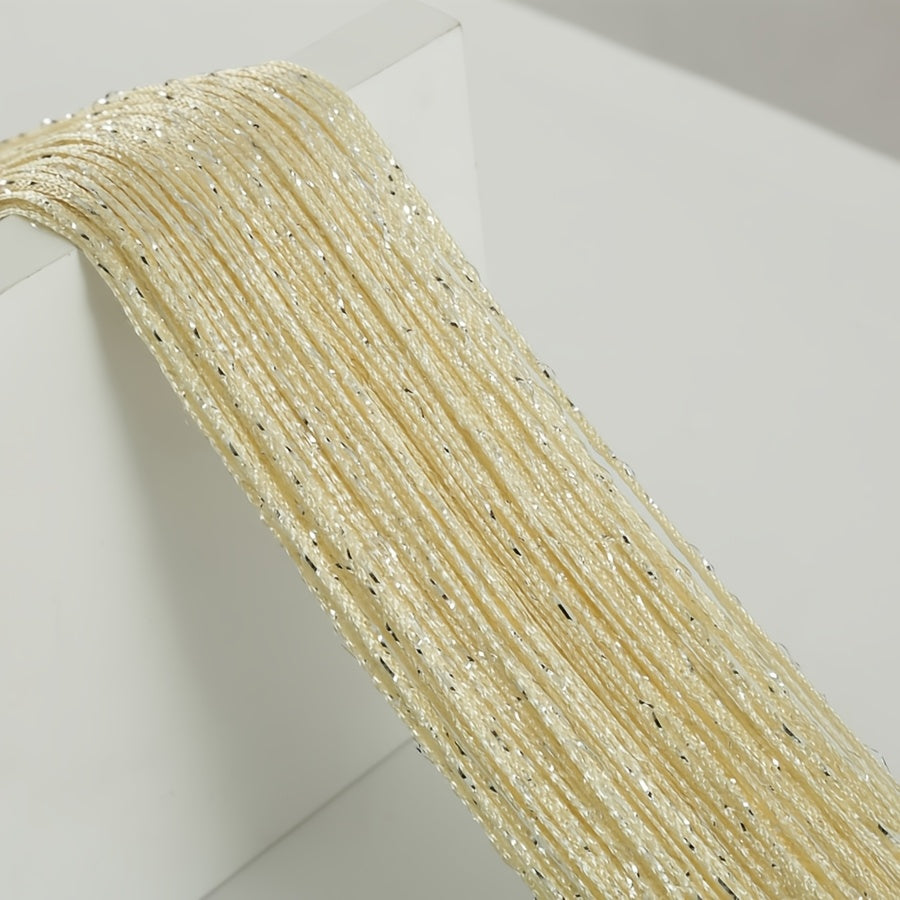 Orange and Yellow Beaded Curtain Polyester Sheer Door Hanging for Living Room Bedroom Wedding Entrance