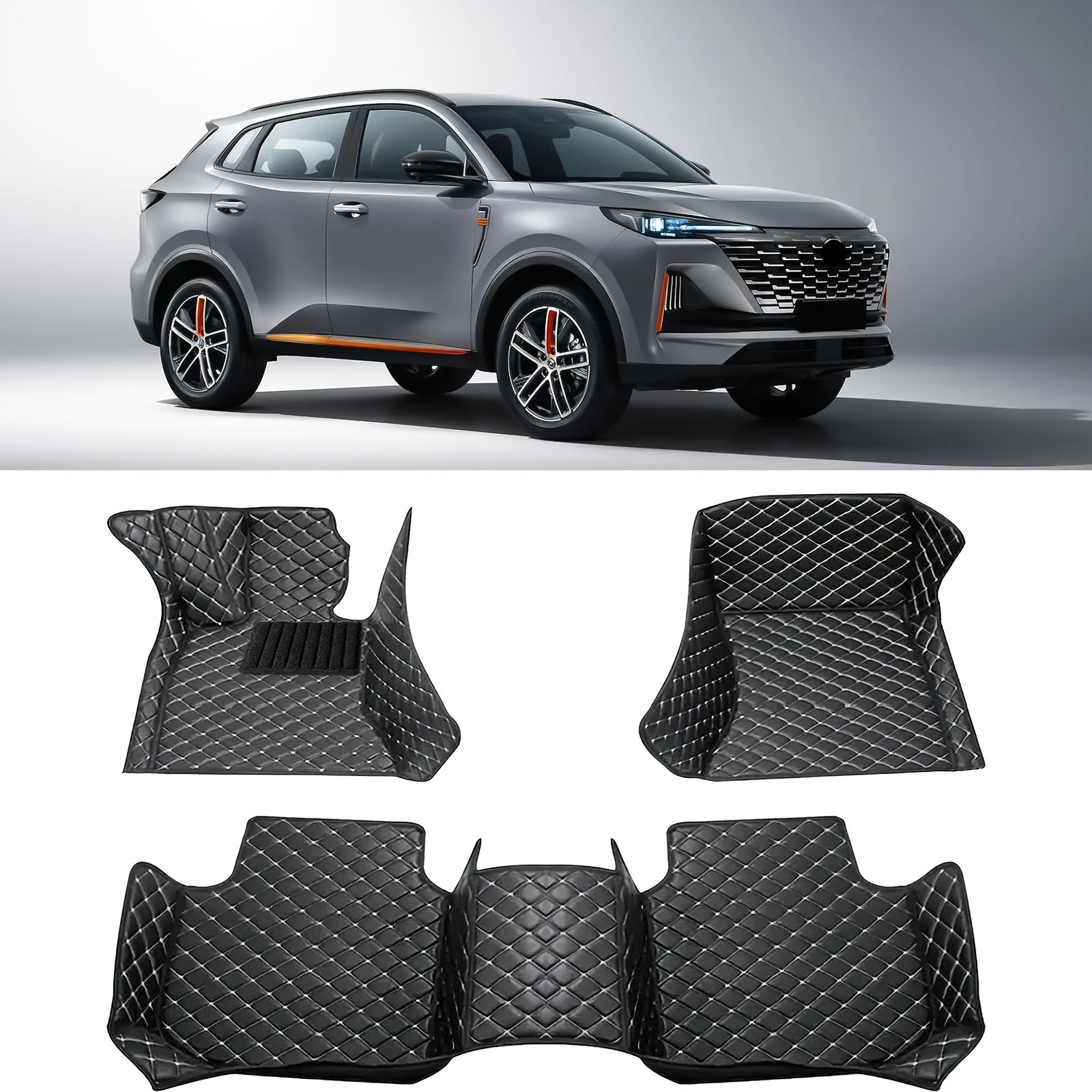 Набор ковриков для пола автомобиля из искусственной кожи для всех погодных условий 3D прочный легко очищается