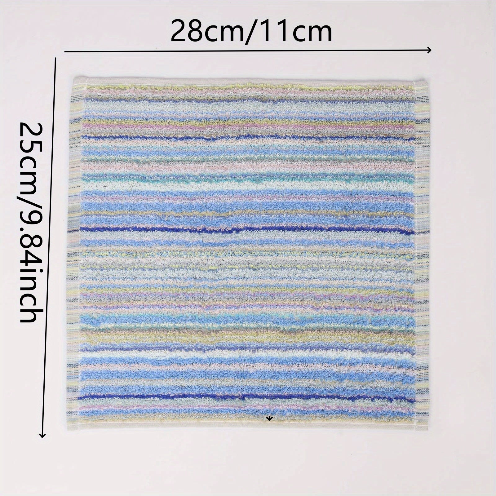 Set of 6 Cotton Washcloths with Hanging Loop, Striped Knit Fabric, Soft Absorbent, 500 GSM