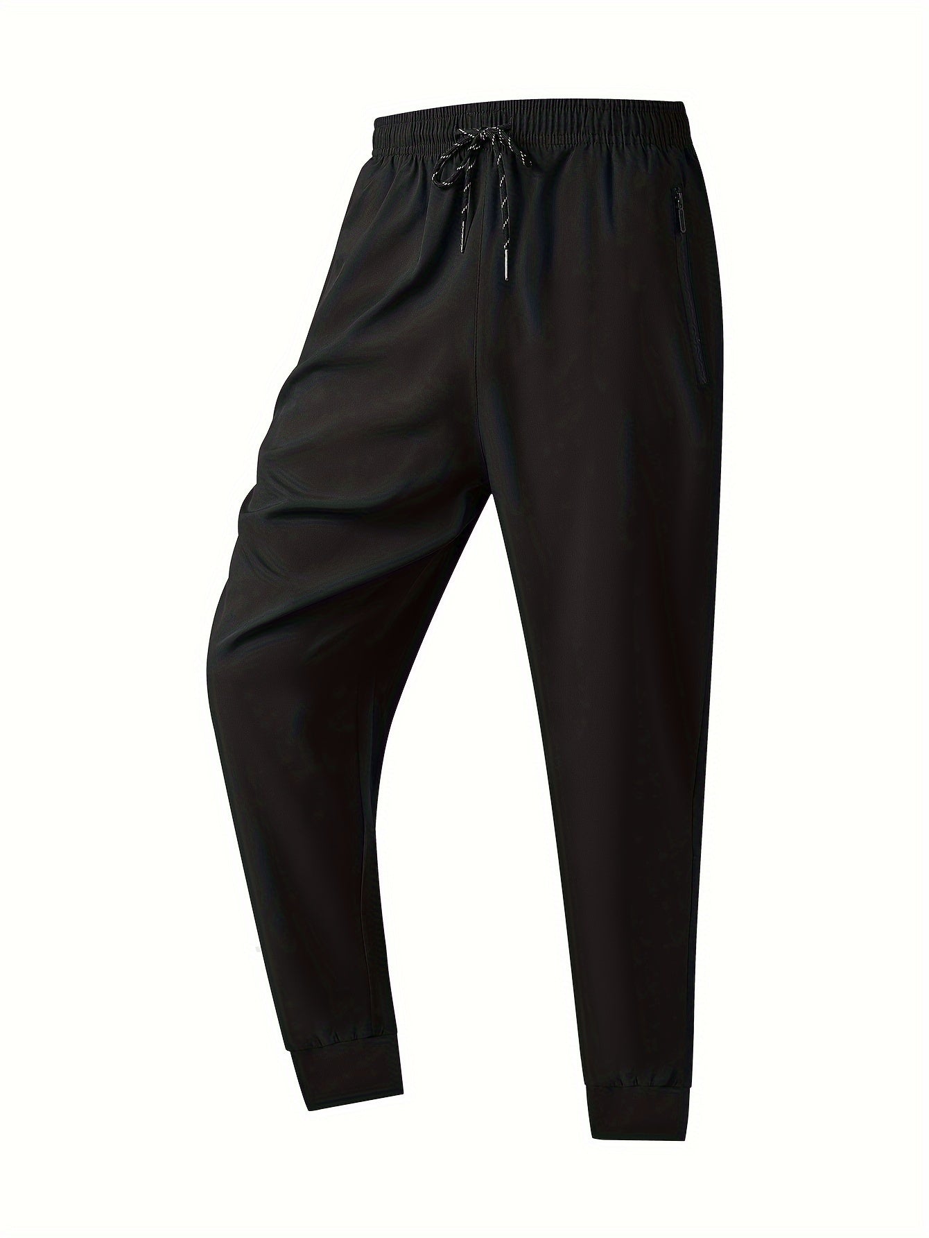 Men's Tapered Joggers Solid Color Polyester Blend Zipper Casual Spring Fall