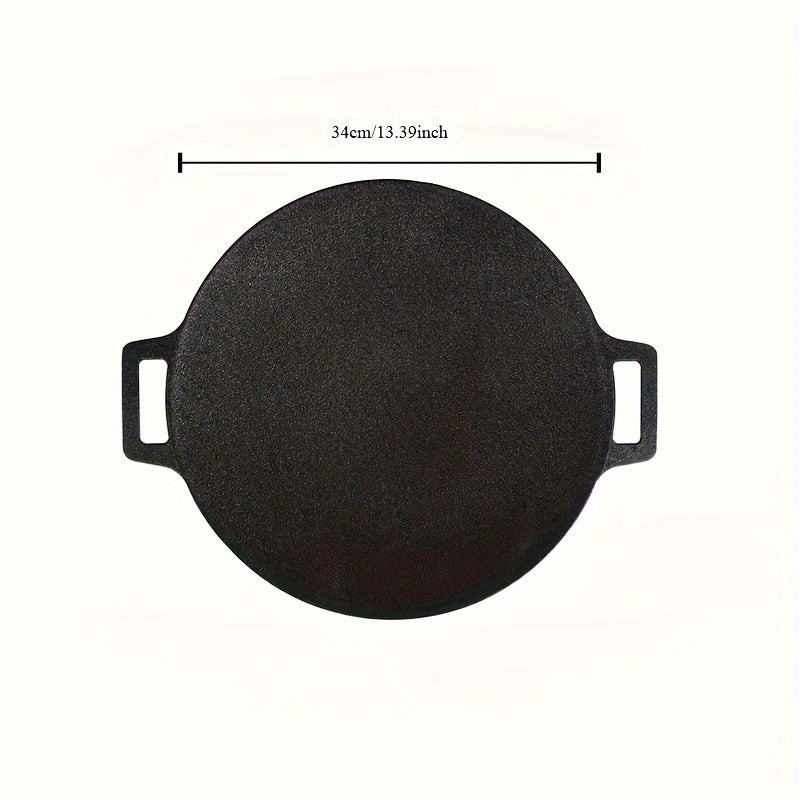 Cast Iron BBQ Grill Pan Non-Stick Korean Barbecue Plate with Handles