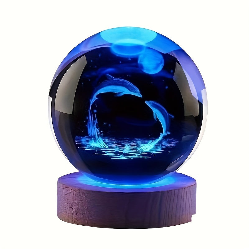 3D Crystal Ball Night Light Solar System Galaxy Saturn LED Decor for Astronomy Lovers