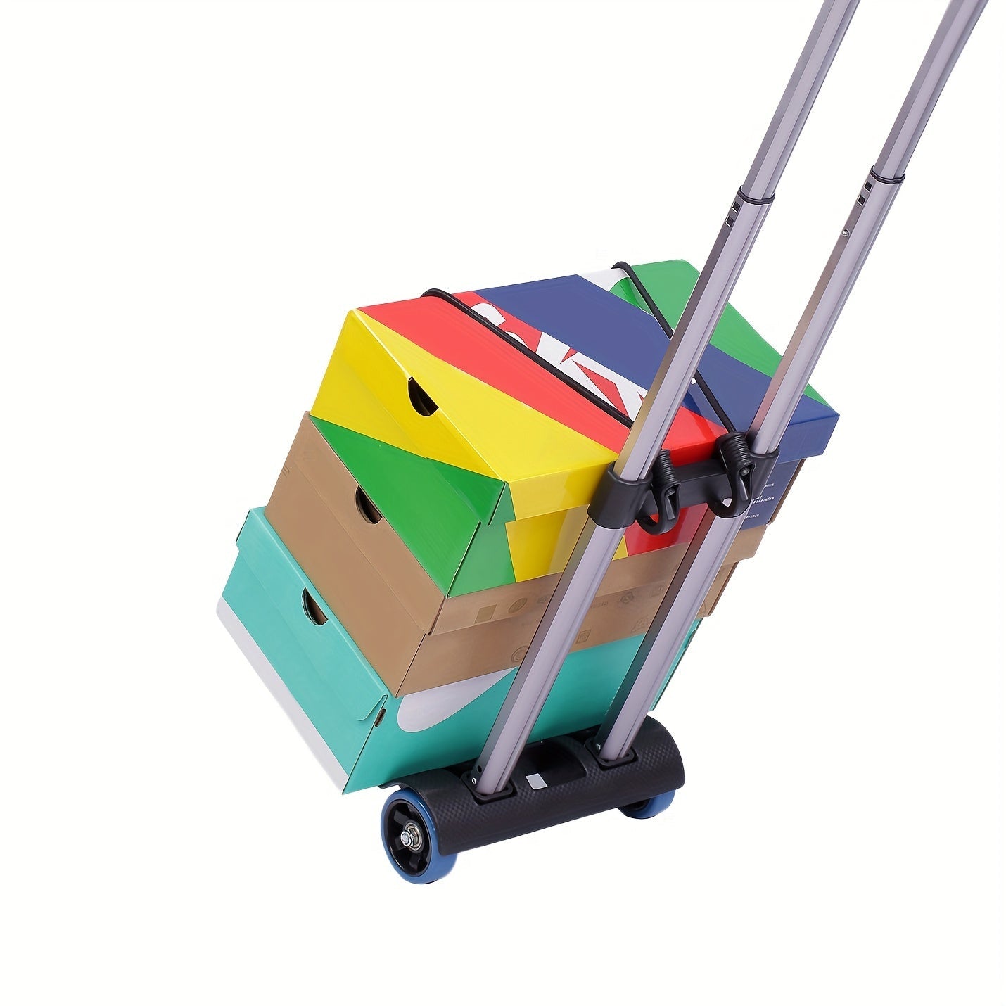 Ultra-Lightweight Portable Trolley Black Folding Aluminum Handle Durable Plastic Metal Four Wheels