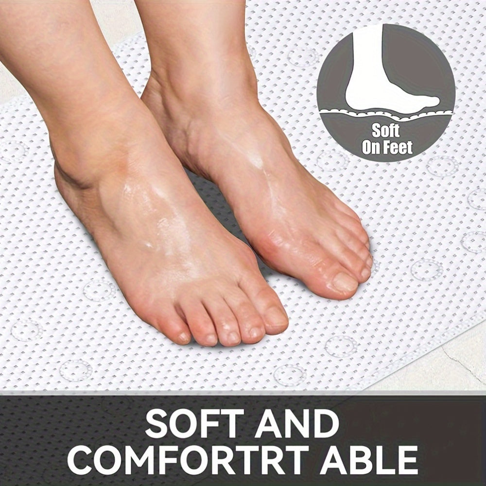 Soft Cushioned Shower Floor Grip Bathtub Mat with Anti-Slip Design and Suction Cups