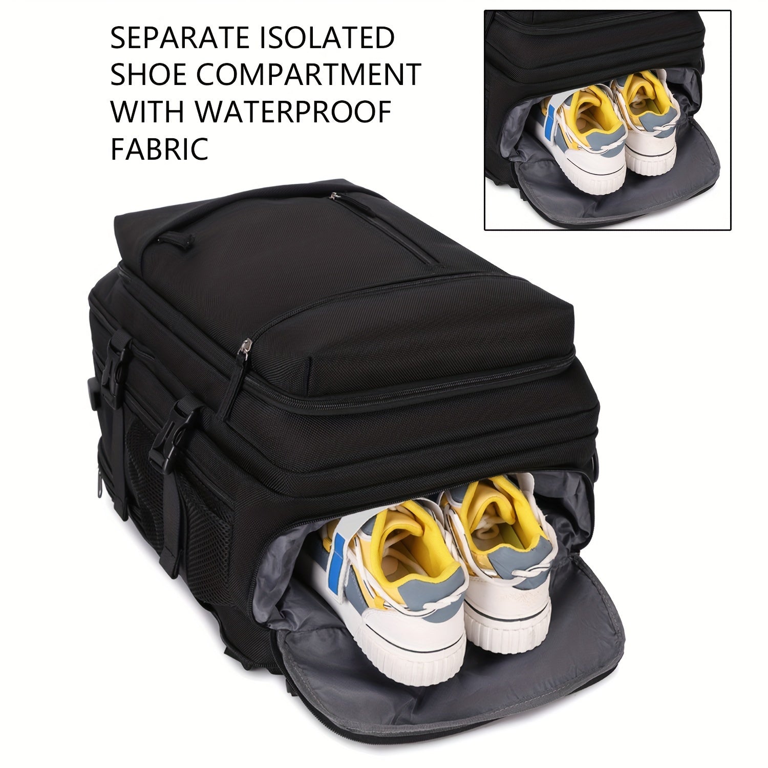 Large Polyester Backpack with Shoe Compartment USB Port and 17-Inch Laptop Storage