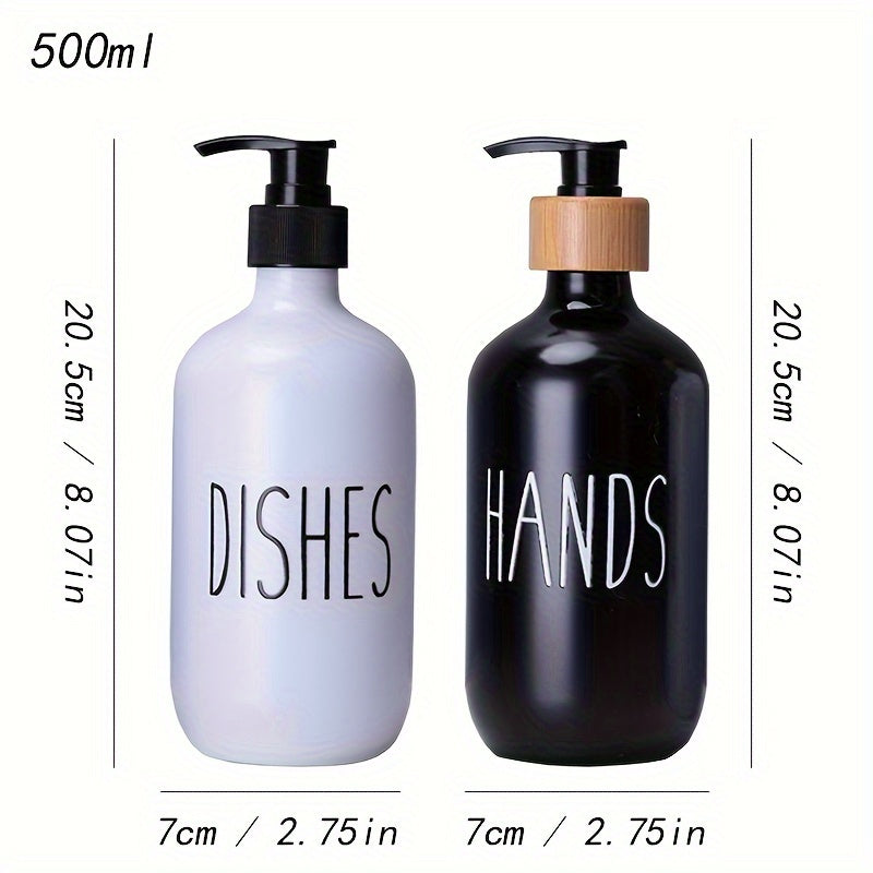 Set of 2 Plastic Soap Dispensers for Hand and Dish Soap Bathroom Countertop Storage
