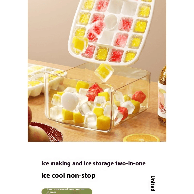 48-Cube Ice Maker Tray Double-Layer Food-Grade Plastic Freezer-Safe