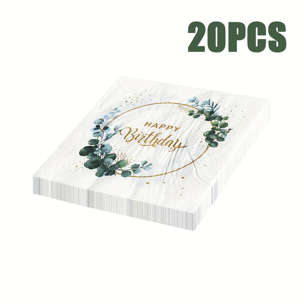 Pack of 20 Disposable Printed Square Birthday Napkins 33cm x 33cm