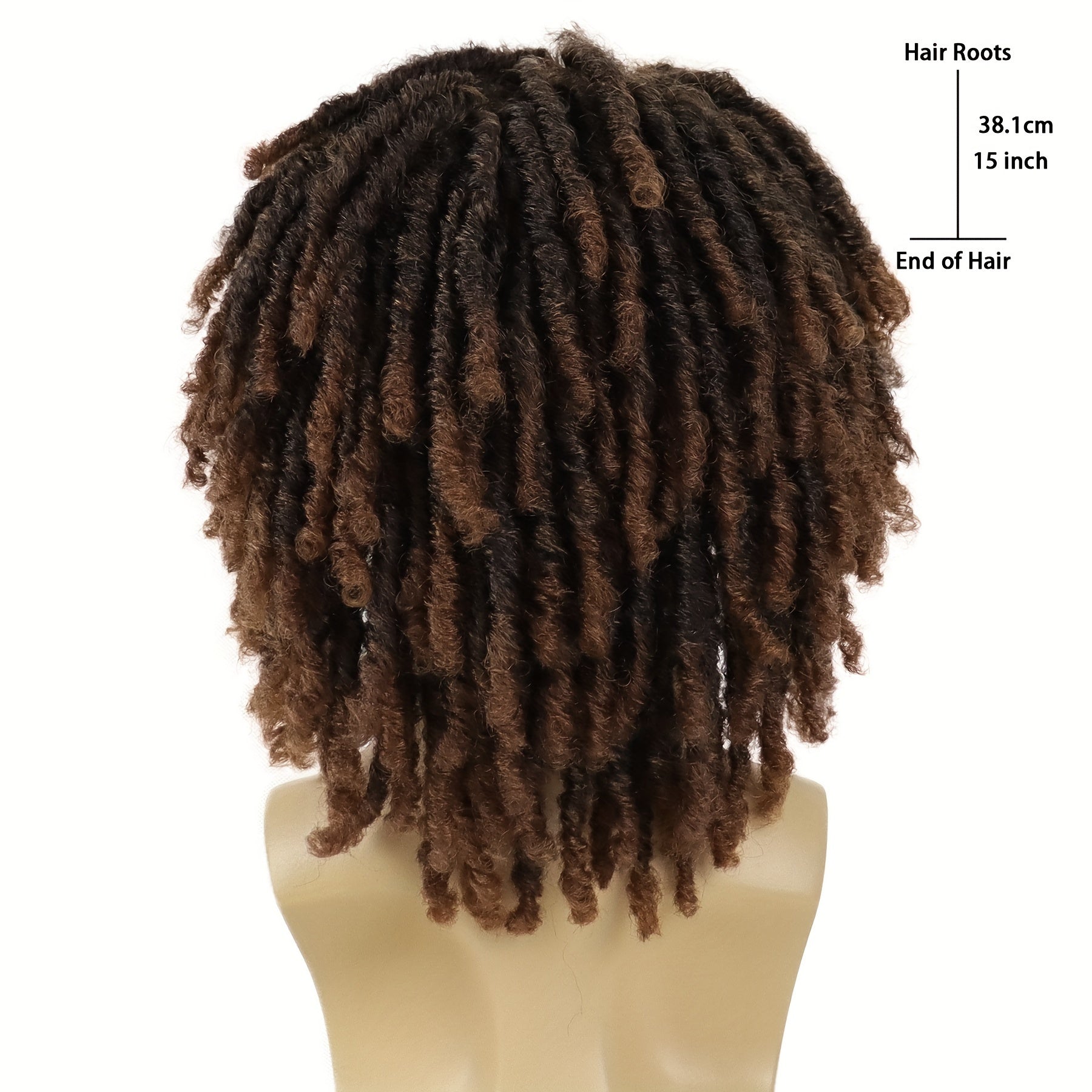 Stylish Ombre Brown Afro Bob Wig for Men Synthetic Dreadlocks Heat Resistant