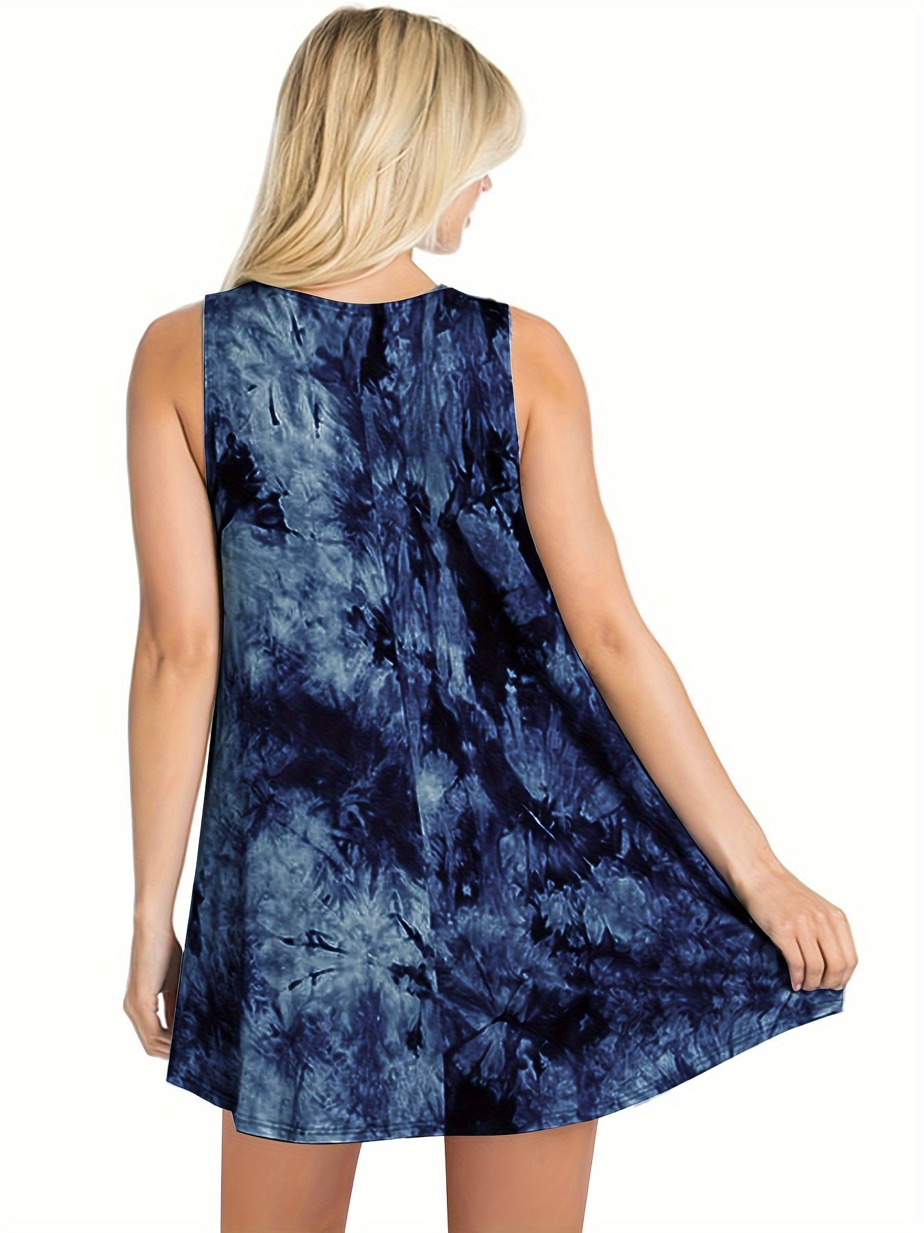 Топ на бретелях женский больших размеров с эффектом tie-dye из хлопка, морская волна и белый мрамор, летний повседневный