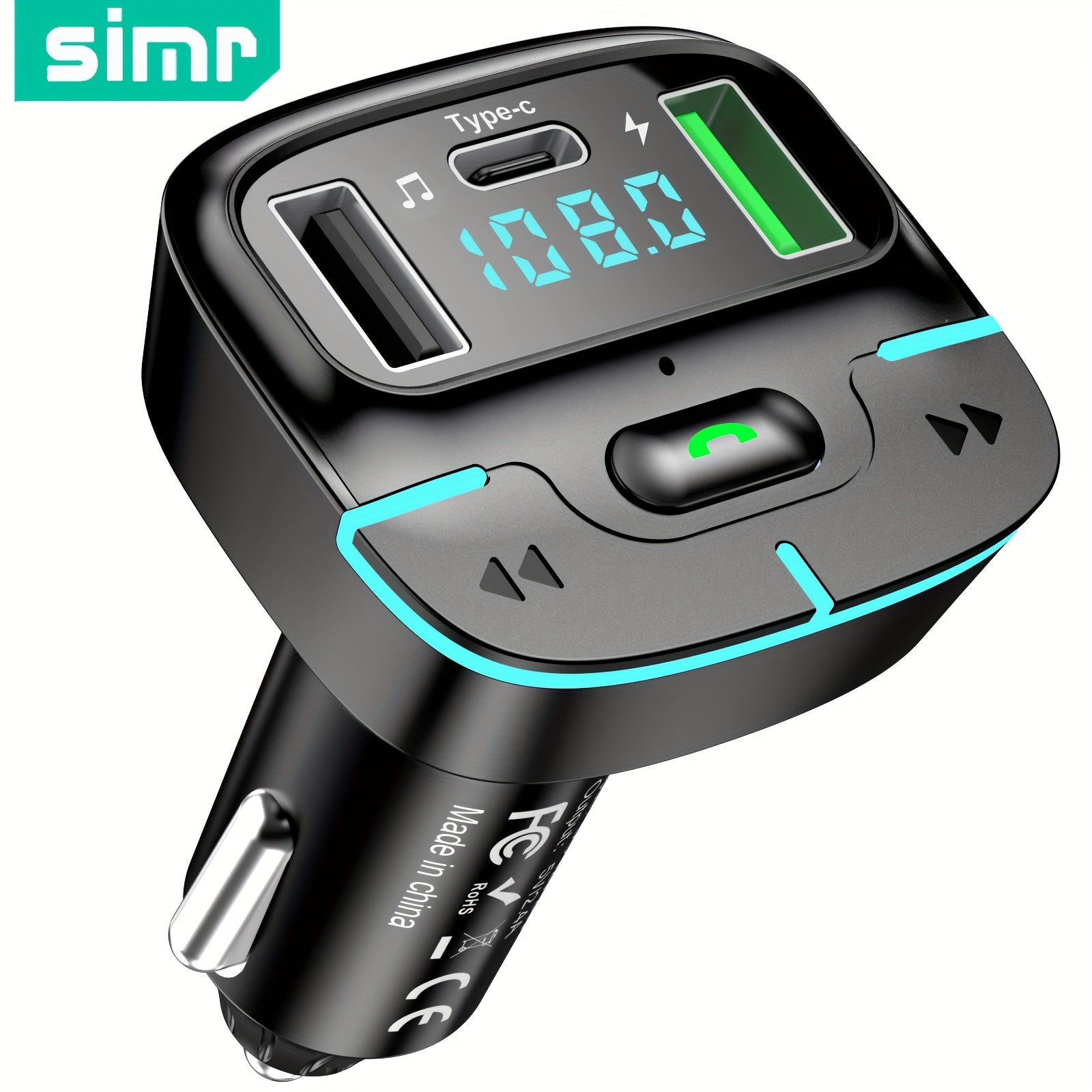 Car Phone Charger with FM Transmitter and Dual USB Fast Charging
