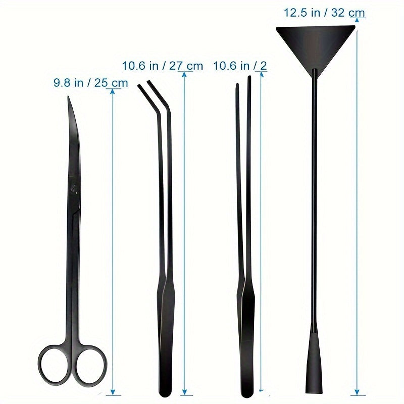 Aquarium Landscaping Tools Set Including Long Tweezers Scissors Spatula for Fish Tanks and Aquascaping