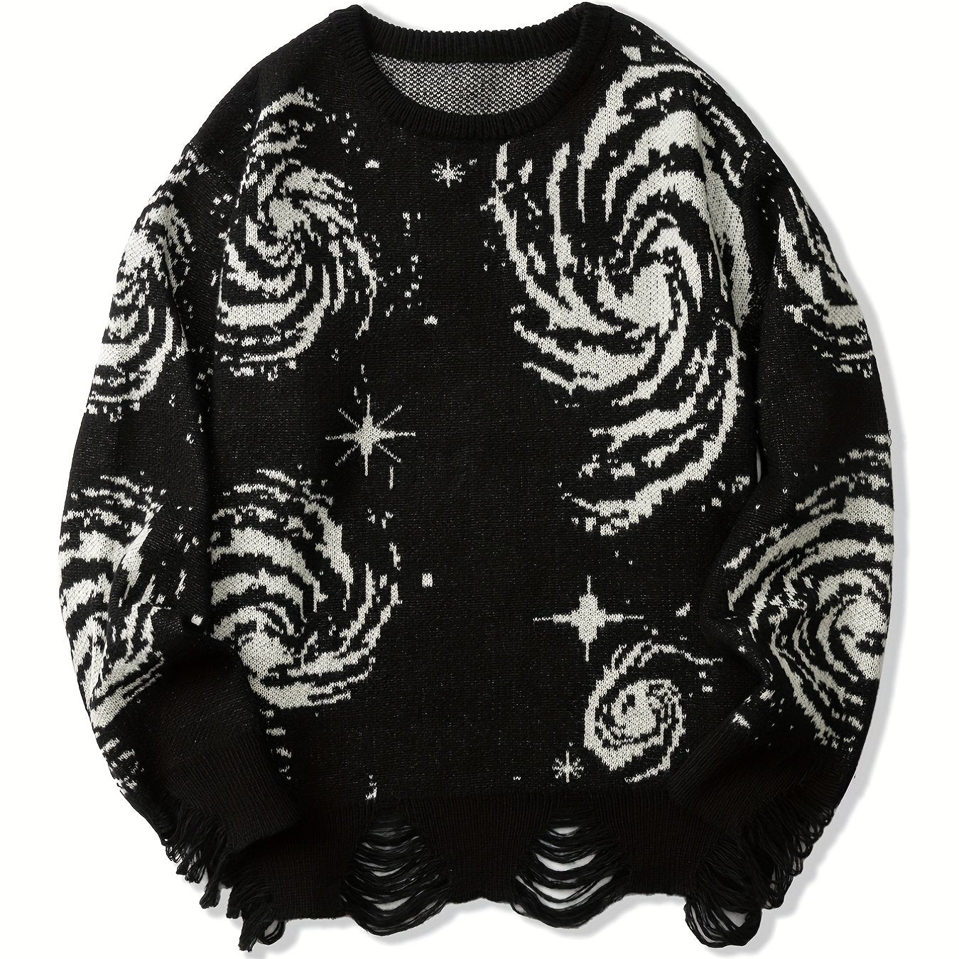 Men's Knit Sweater with Starry Graphic Print Plus Size Casual Pullover