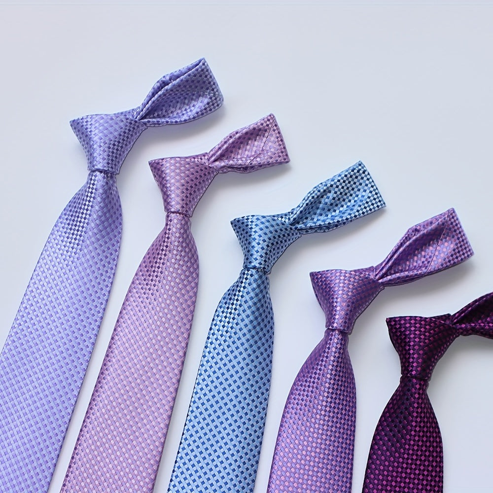 Men's Checkered Jacquard Neck Tie 3.15 Inch Multicolor Business Casual Gift