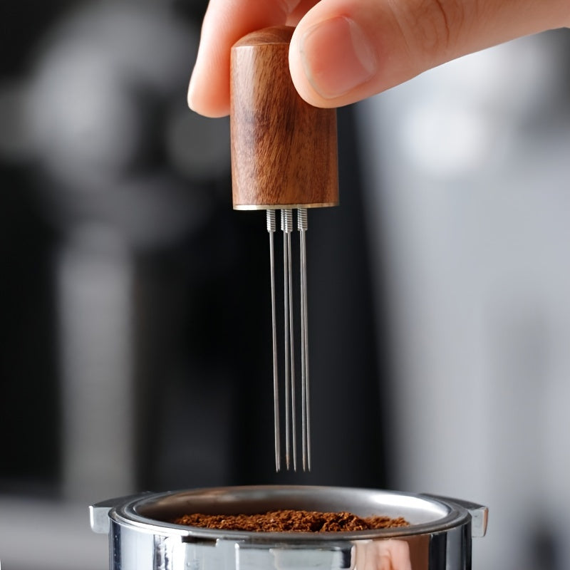 Stainless Steel Coffee Tamper with Wooden Handle Espresso Distributor
