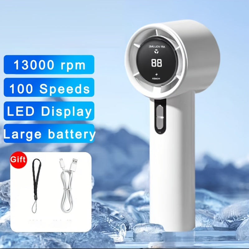Portable Handheld Fan 13000rpm Ultra-High Speed Rechargeable Power Bank Compact Lightweight