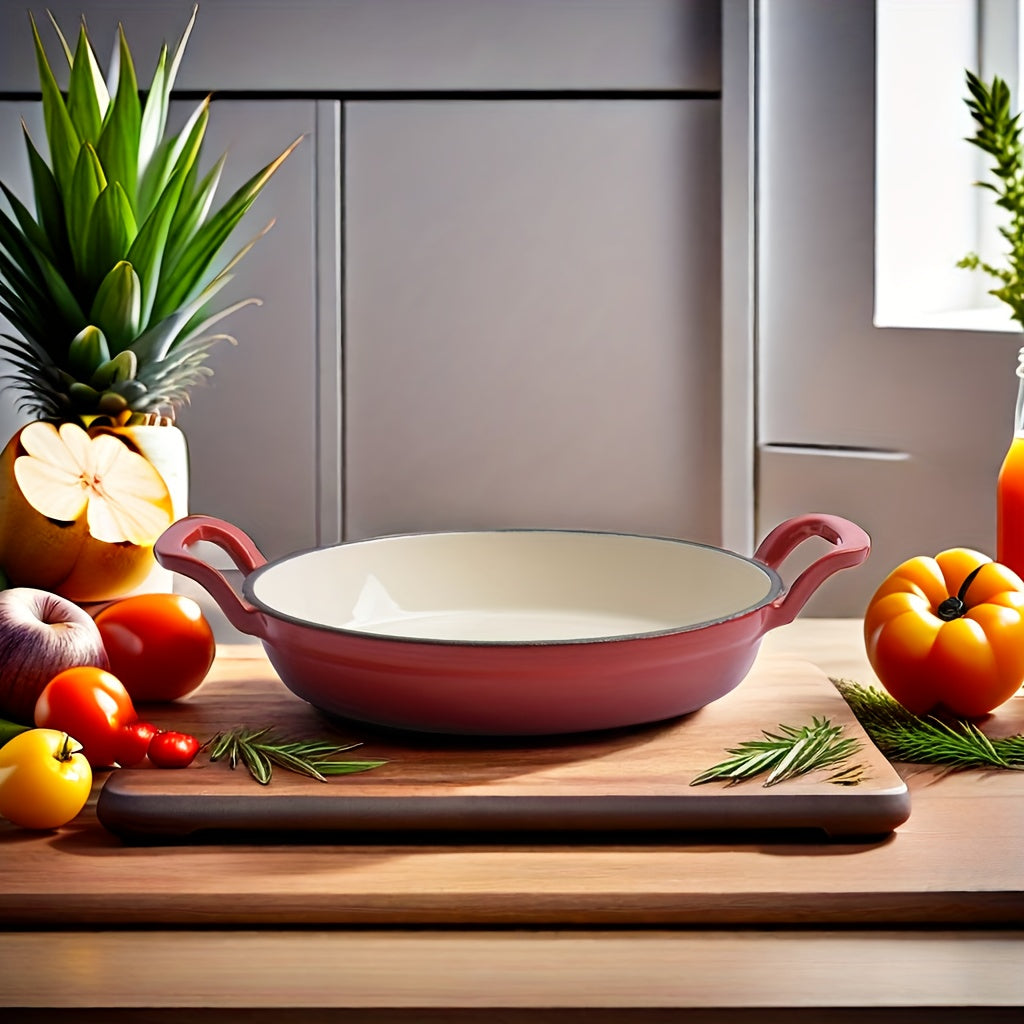 Cast Iron Enamel Frying Pan Non-Stick Skillet for Gas and Electric Stoves