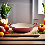 Cast Iron Enamel Frying Pan Non-Stick Skillet for Gas and Electric Stoves