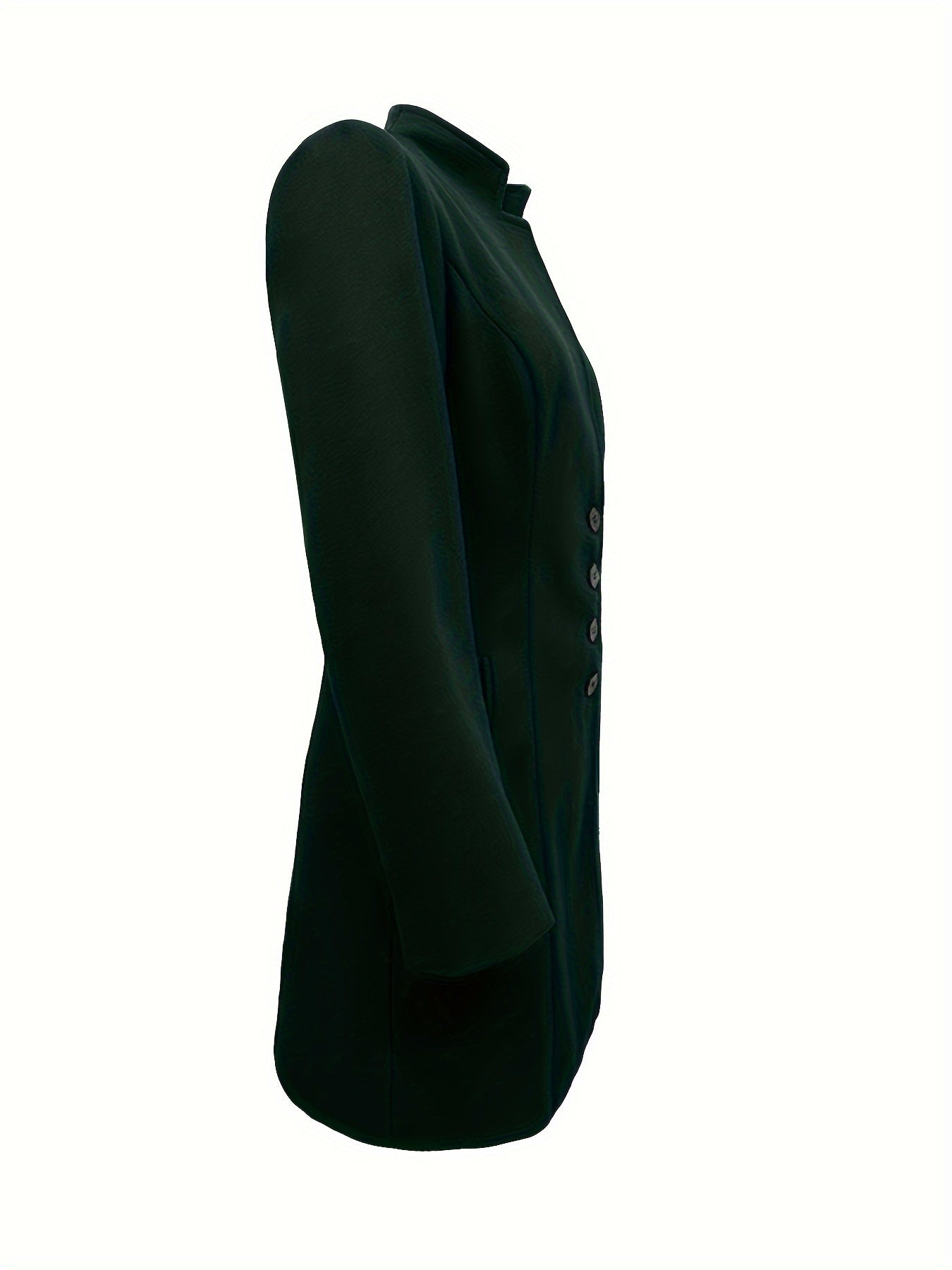 Women's Solid Polyester Single-Breasted Coat with Long Sleeves for Fall Winter