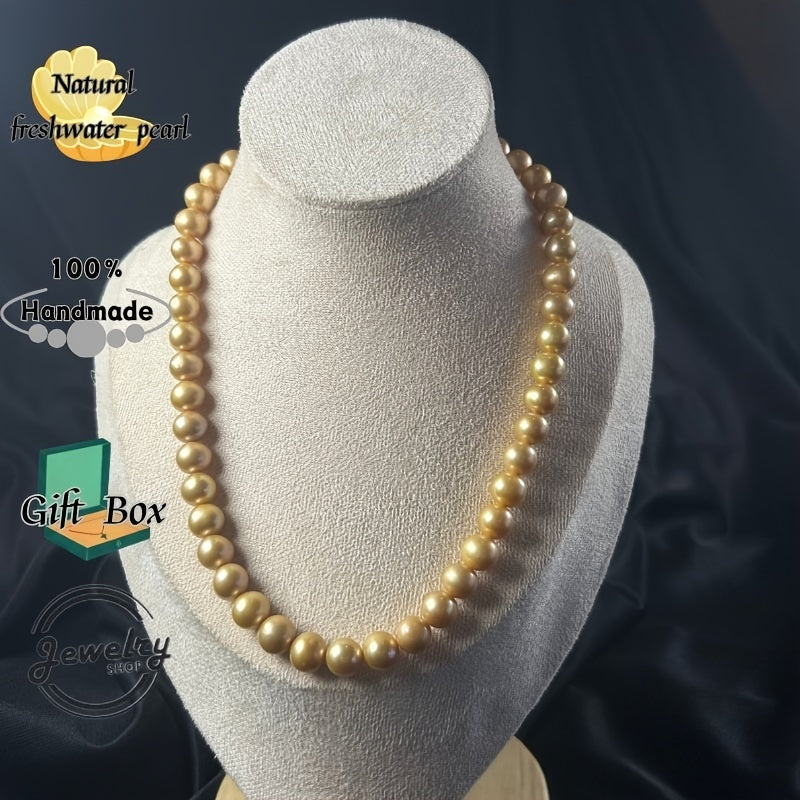Golden South Sea Pearl Necklace for Women Large Granularity Elegant Jewelry