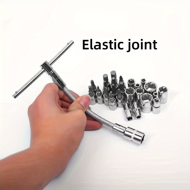 53 dona Avtomobil asboblari to'plami, zanglamaydigan po'latdan yasalgan kalit va tornavida to'plami