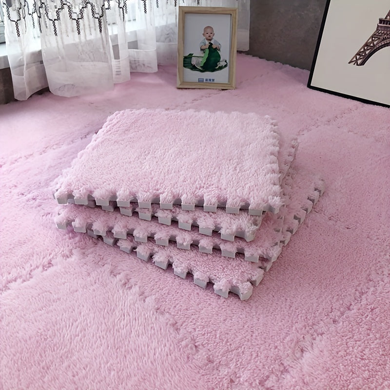 Velvet Patchwork Floor Mat for Room Bay Window with Storage Washable