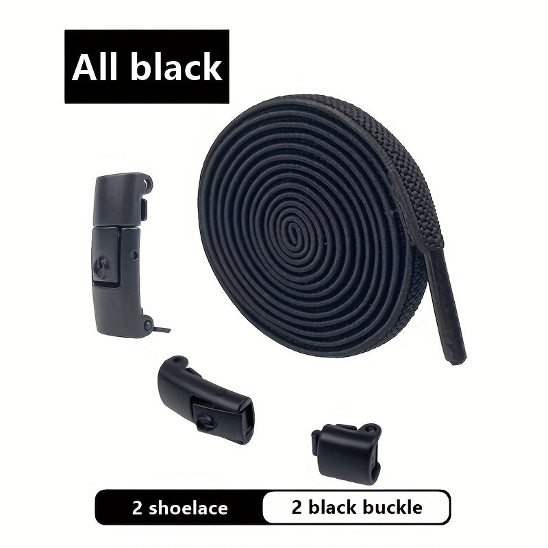 Unisex Elastic No-Tie Shoelaces Lazy Metal Lock Laces for Sports and Casual