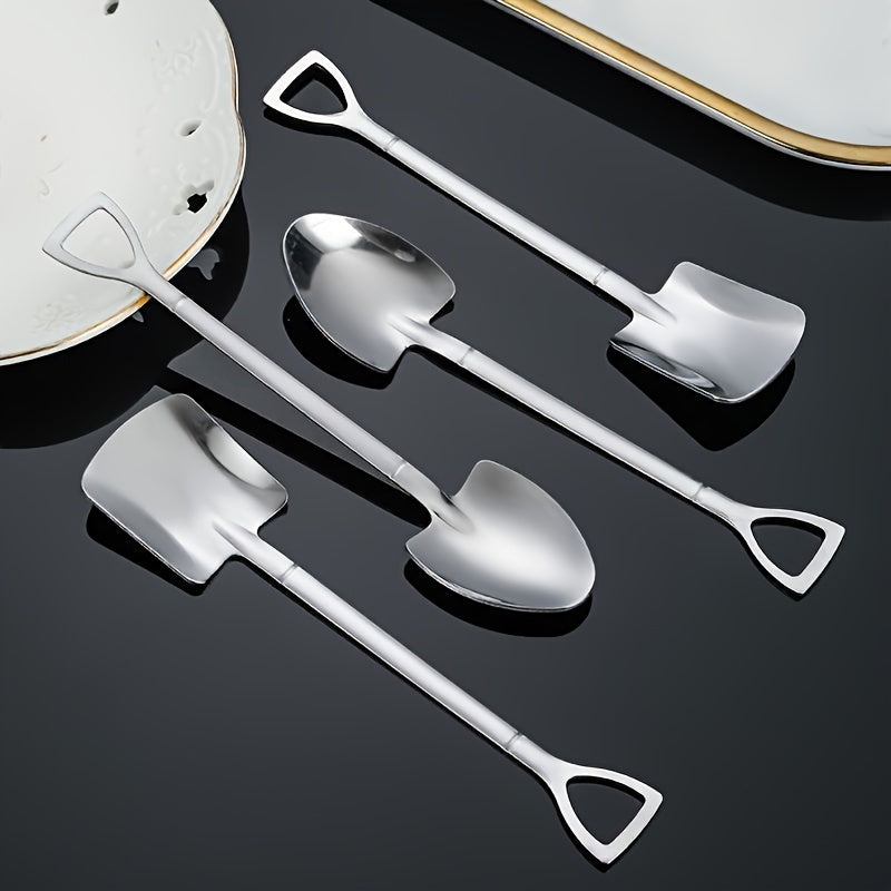 Set of 4 Stainless Steel Spoons Watermelon Dessert Ice Cream Scoops Durable Portable
