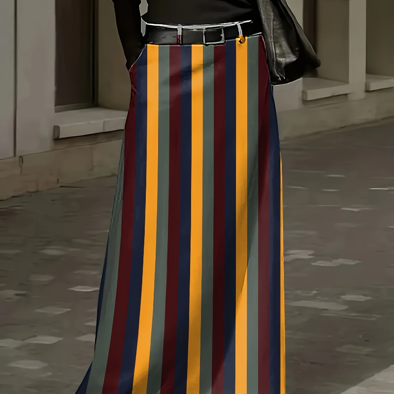 Plus Size Printed Dress with Pockets Polyester Flared Mid-Length All Seasons