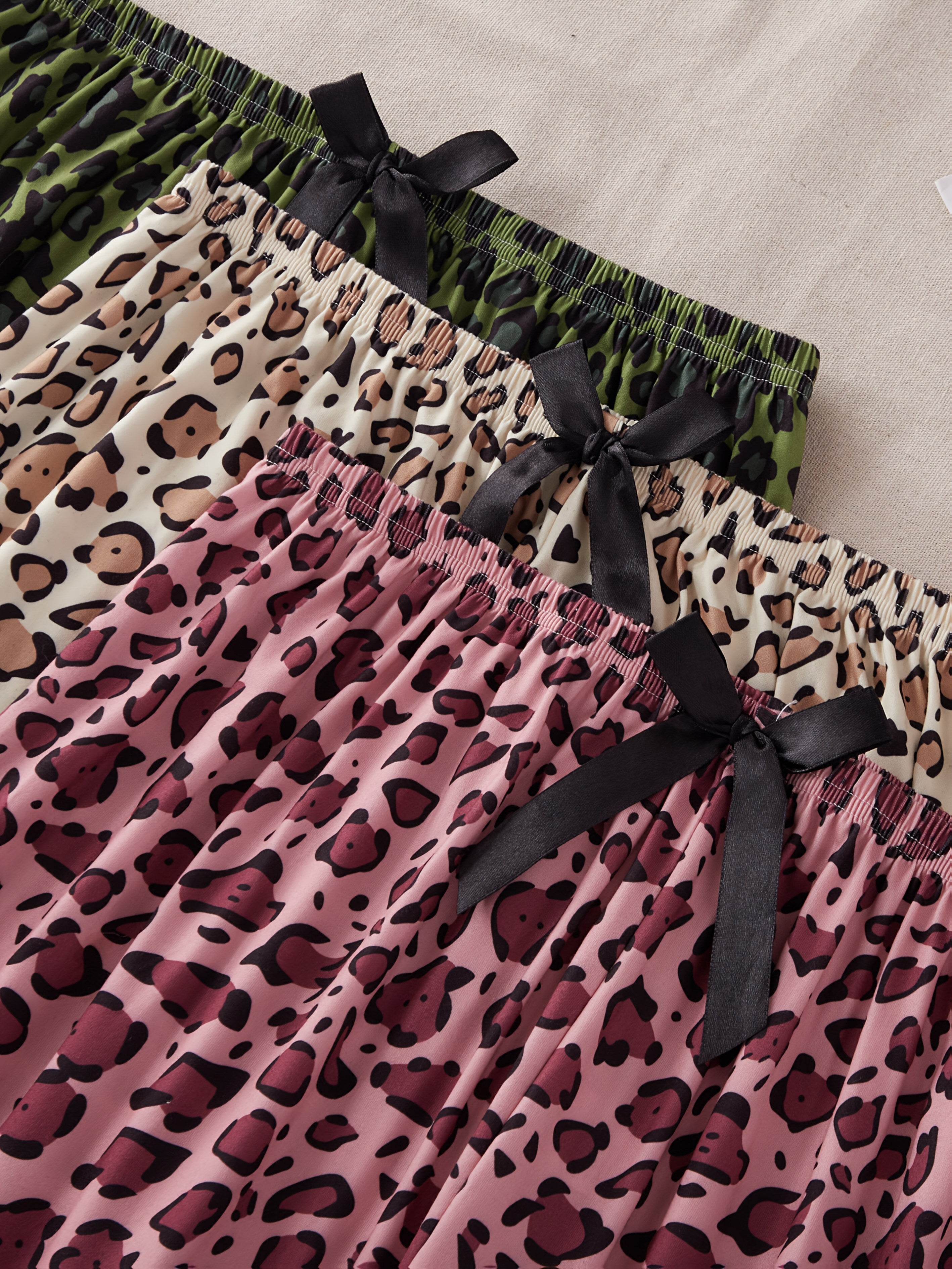 Women's Leopard Print Lounge Pants 3-Pack Knit Stretch All-Season