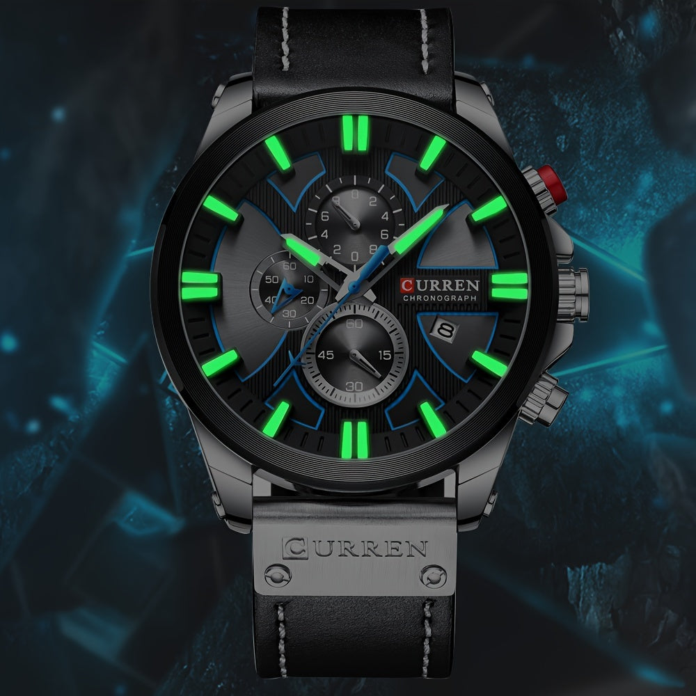 Reloj de cuarzo para hombre con esfera grande, función luminosa, fecha automática