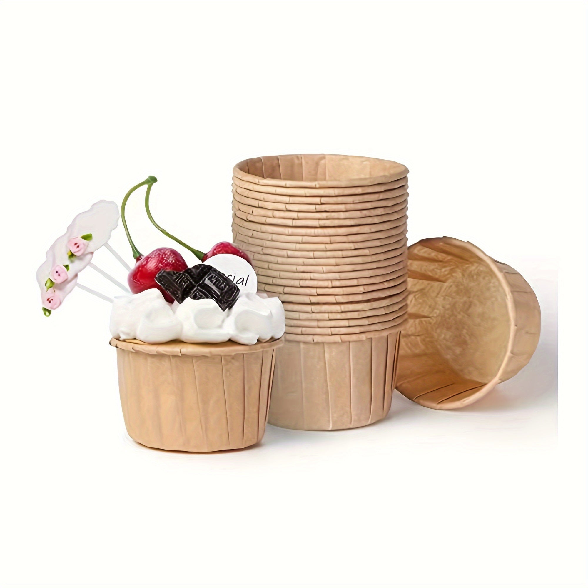 Pack of 50 Parchment Cupcake Liners 3.5oz Grease-Resistant Baking Cups for Muffins and Desserts