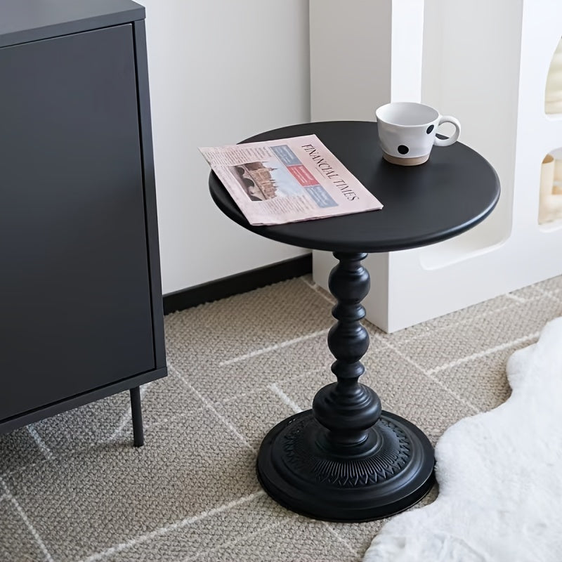 Black Metal Side Table Small Coffee Bedside Furniture for Living Room Outdoor