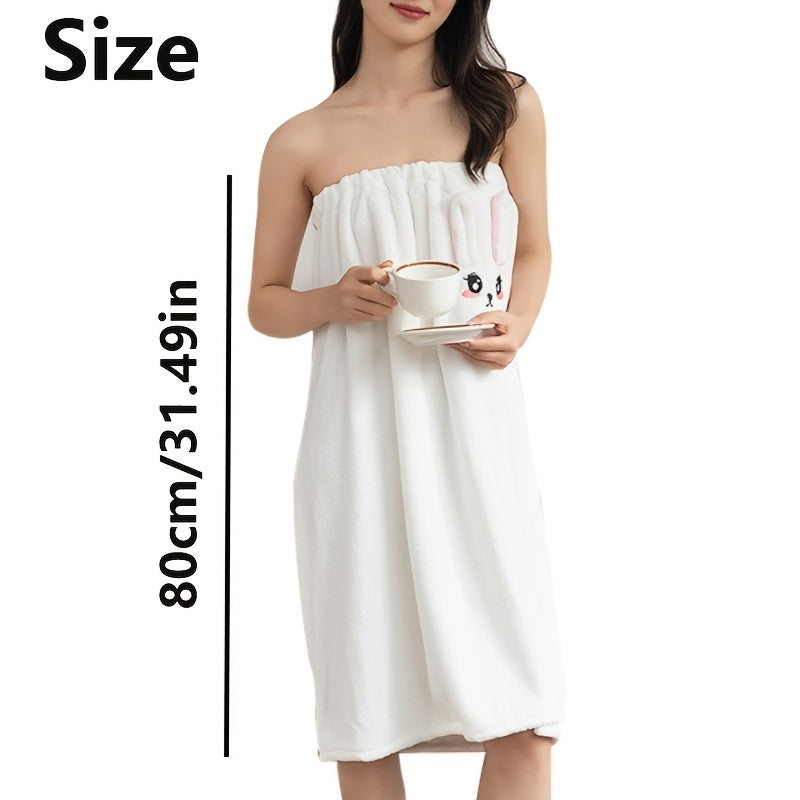 Shirin ranglar bilan Bunny vanna kiyimlari, tiklangan polyester, tez quriydigan, namlikka chidamli sochiq va sharf