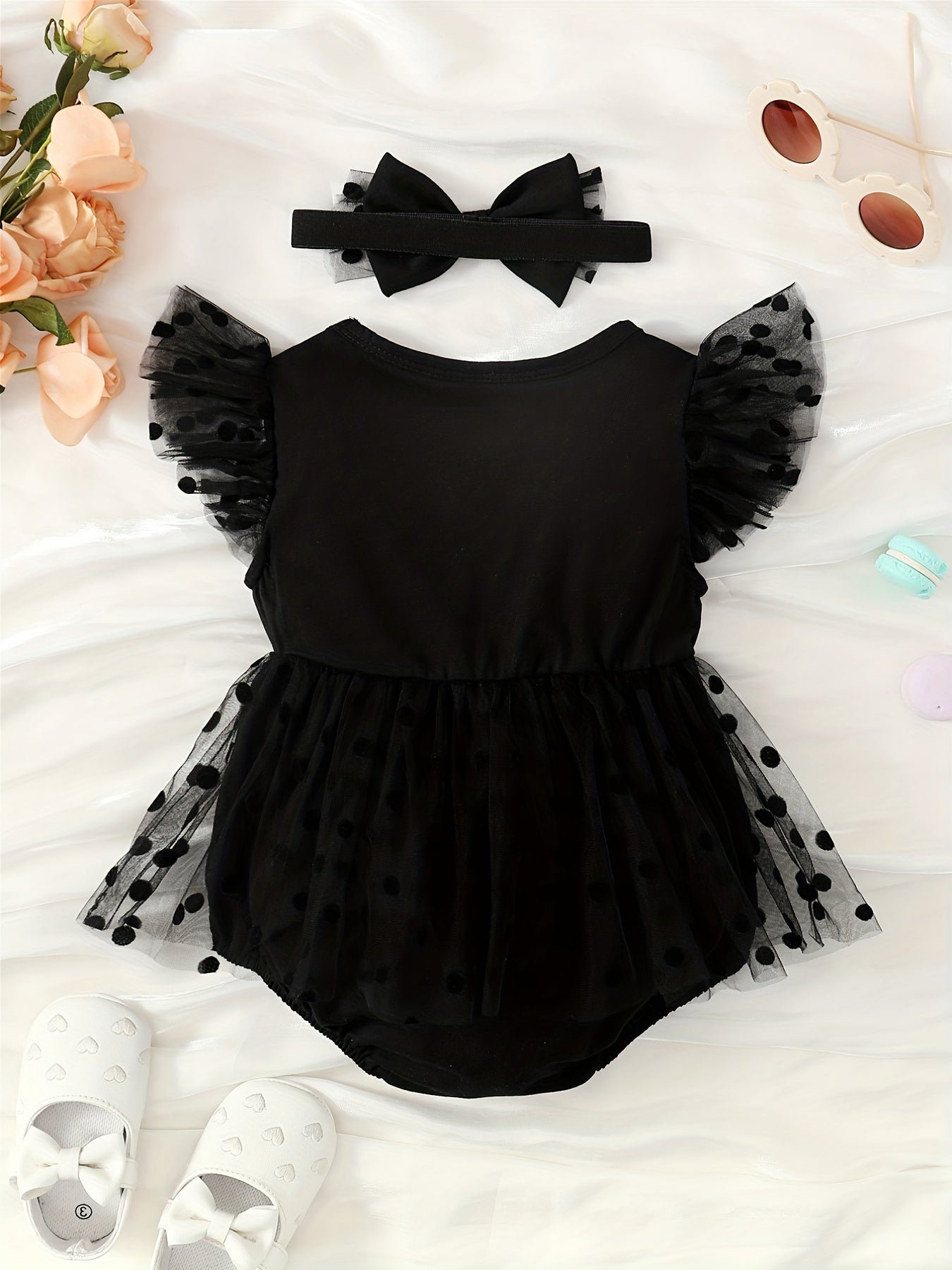 Baby Girl Chiffon Bodysuit with Flutter Sleeves for Parties and Holidays