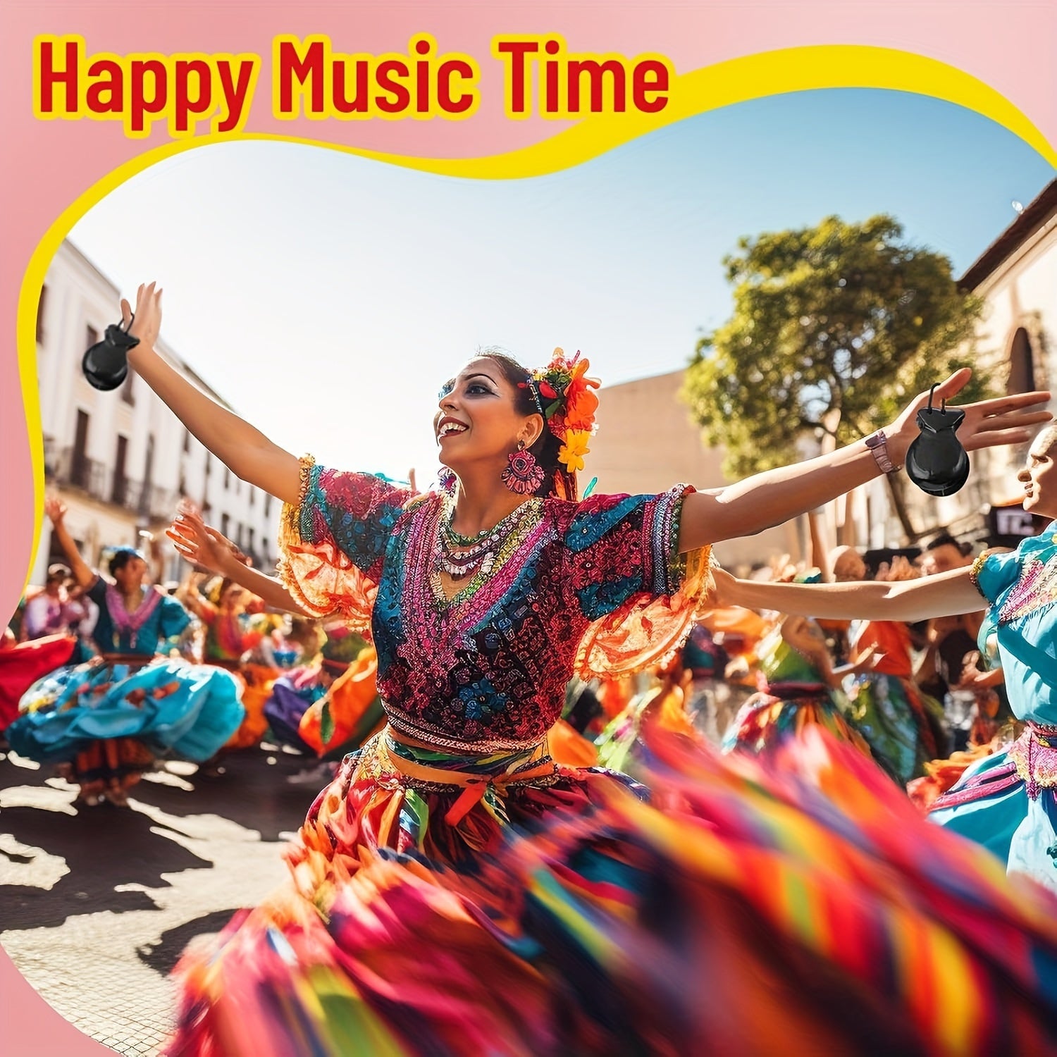 2 juft Ispaniya kastanetlari flamenco uchun qora yog'ochdan yasalgan qo'l perkussion asboblari