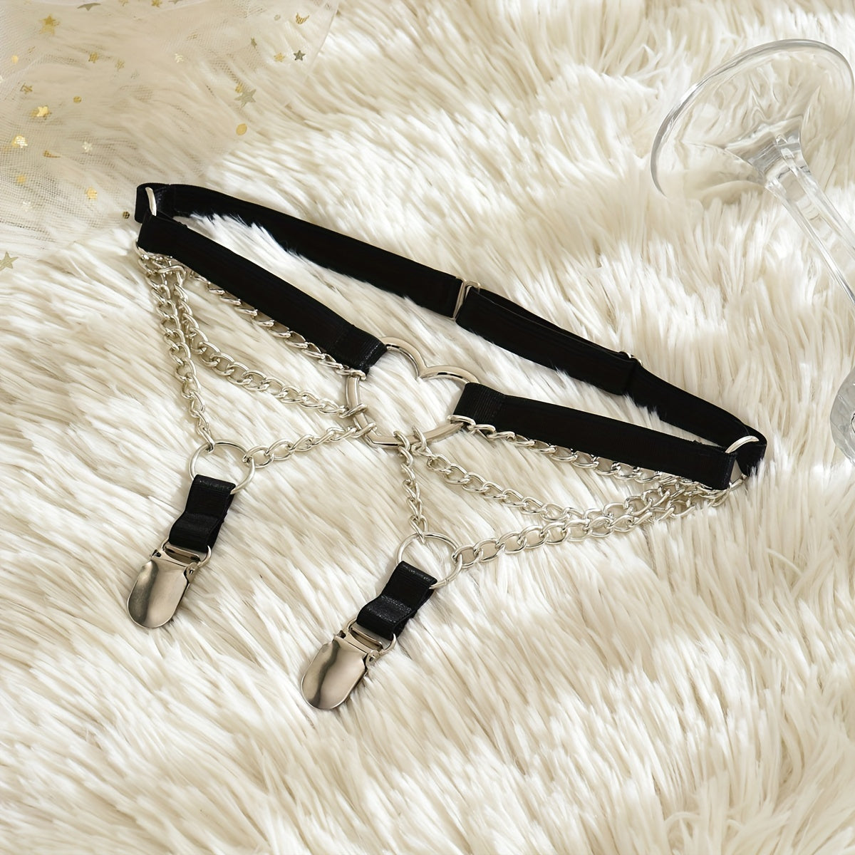 Women's Leg Jewelry with Love Rings Chains and Garter Clips for Sexy Wear