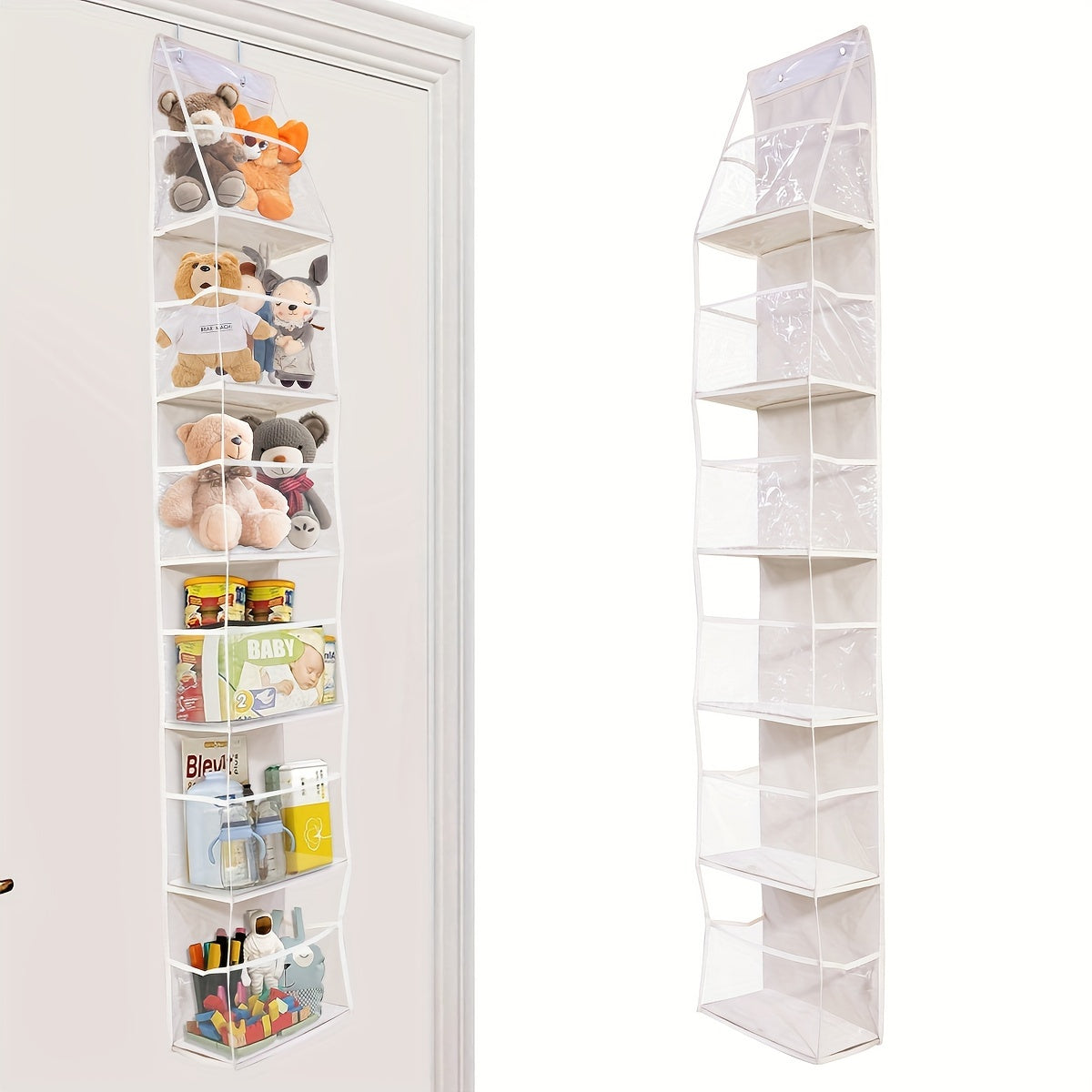 Over-the-Door Hanging Organizer with 6 Shelves Clear Window Polyester Large Capacity