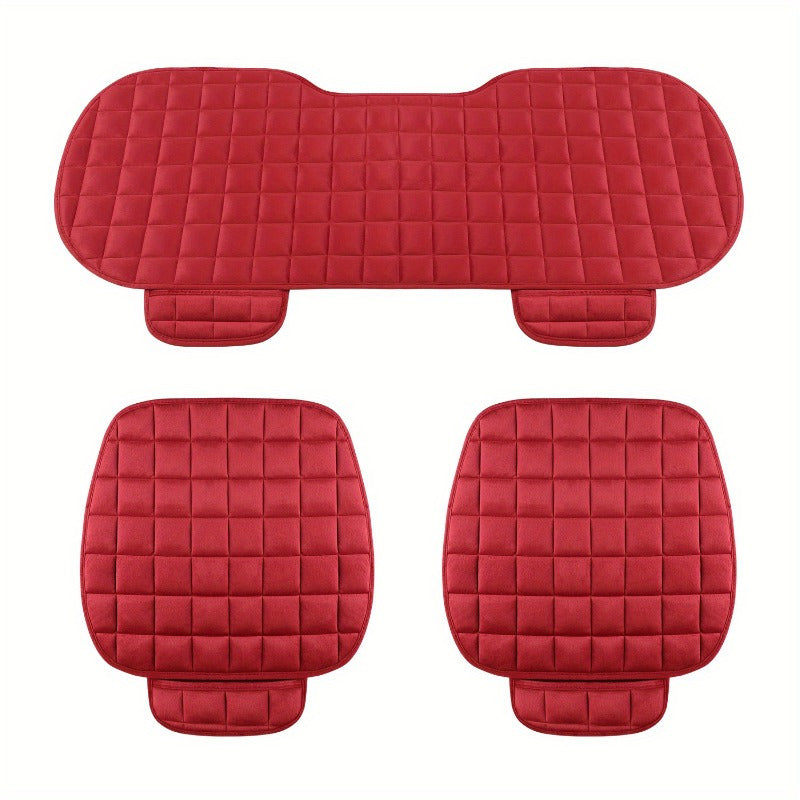 Uchta plush avtomobil o'rindiq qoplamalari to'plami, kvadrat va oval naqshlar bilan, qo'lda yuvilishi mumkin, engil, mustahkam va universal mos keladi. Quruq tozalash mumkin emas.