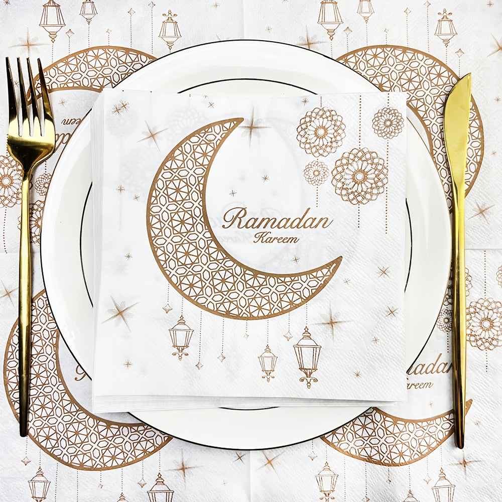 Pack of 20 Disposable Ramadan Table Mats Lanterns Moons 13x33 cm