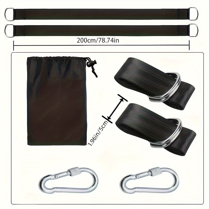 Xavfsizlik qulfi va olib yurish sumkasi bilan camping hammok uchun daraxt tebranishi to'plami, barcha tebranish turlari uchun mos.