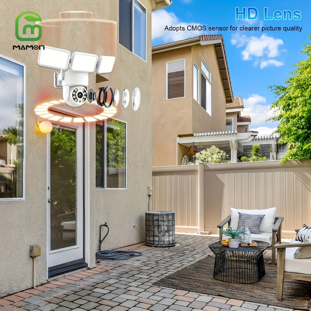 LED Floodlight Security Camera 4MP HD Motion Detection Cloud Local Storage Alexa Compatible