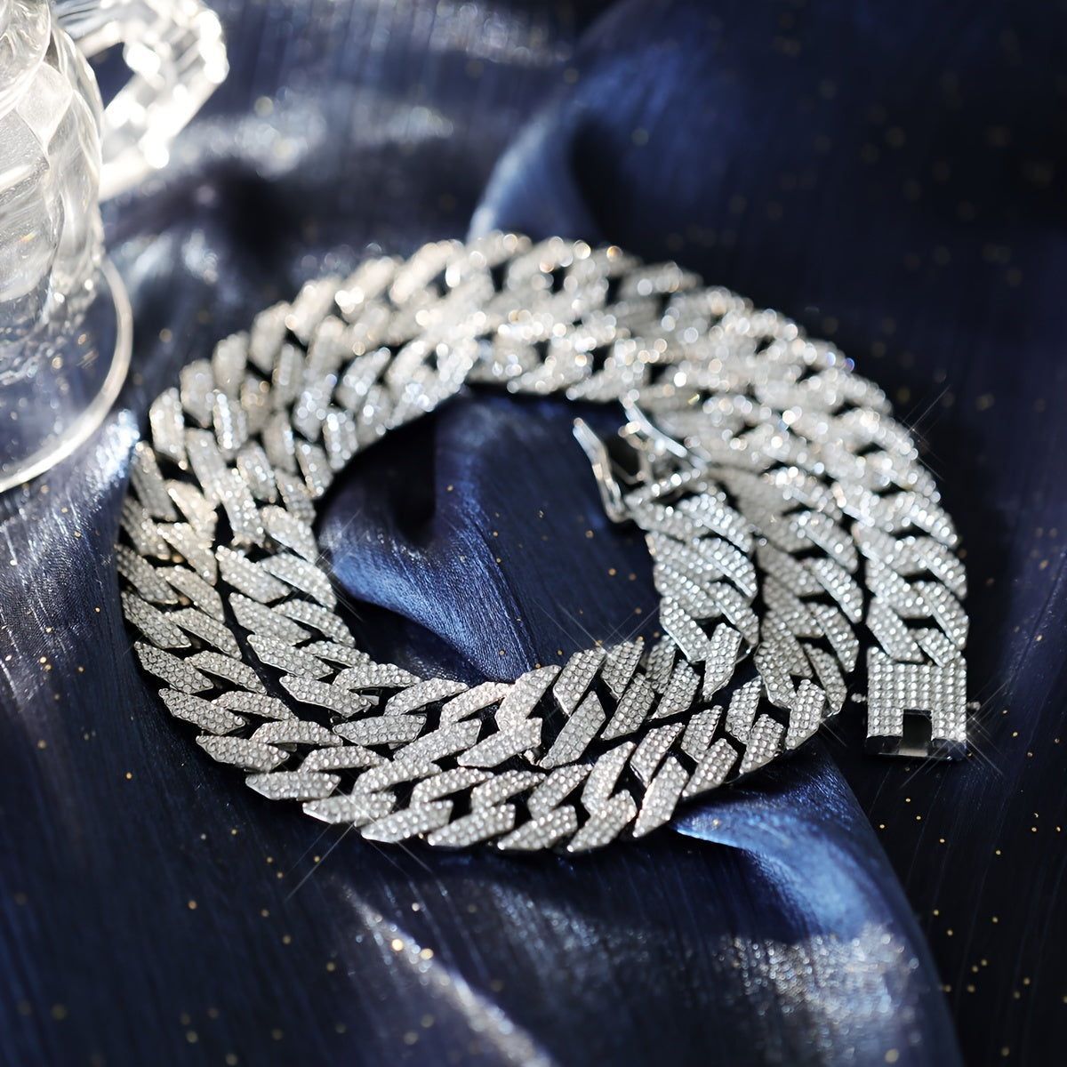 Icy 3-Row Rhinestone Cuban Link Chain Necklace for Men Edgy Hip Hop Jewelry