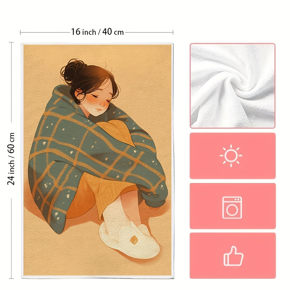 Set of 2 Cozy Kitchen Towels 16x24 Inches Ultra Soft Absorbent Holiday Decor