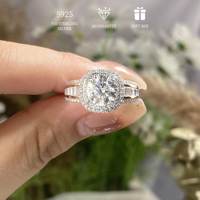 Sterling Silver 2ct Moissanite Engagement Ring Bohemian Style Hypoallergenic Jewelry