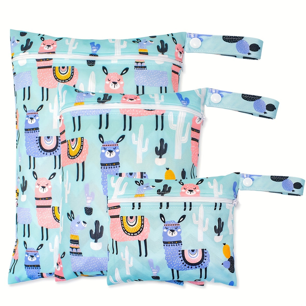 Diaper Bag Set Waterproof Reusable Wet Dry Bags with Zipper Pockets for Cloth Diapers Travel