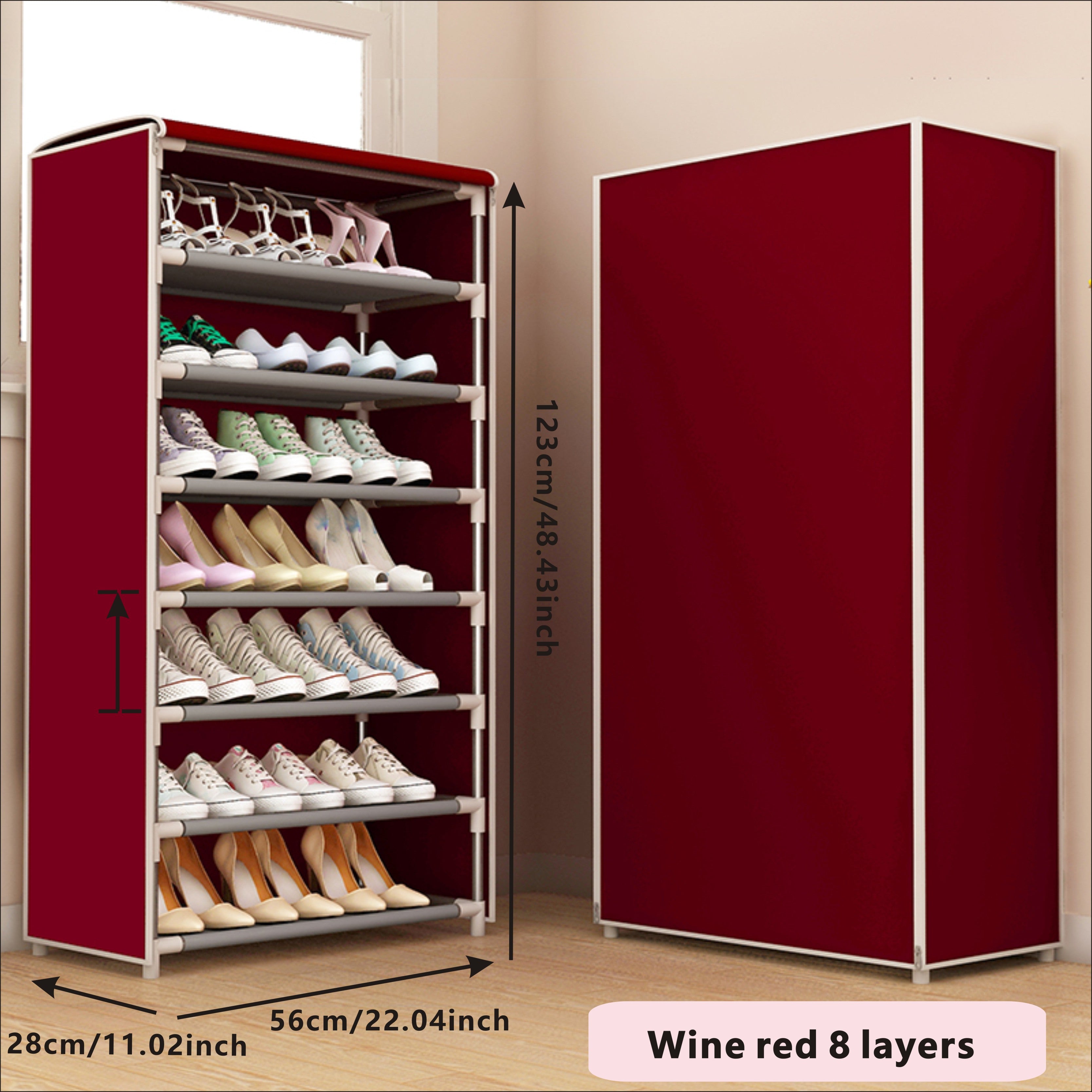 Durable Shoe Storage Cabinet with Fabric Zipper Cover for Hallways and Closets
